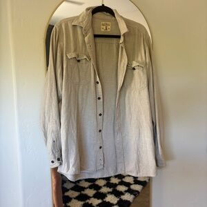 Beige flannel Button-Up Shirt